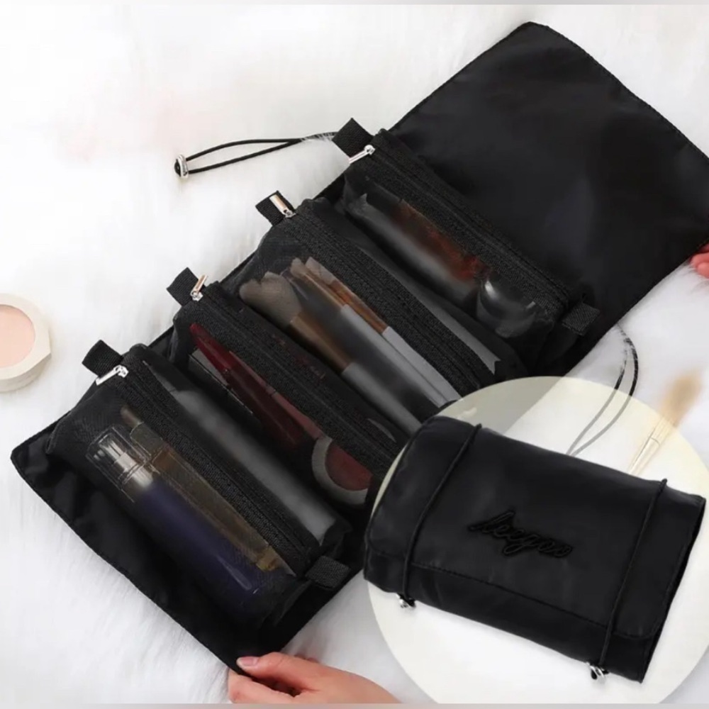 1 Travel Mesh Cosmetic Bag, Large Capacity Zipper Wash Bag